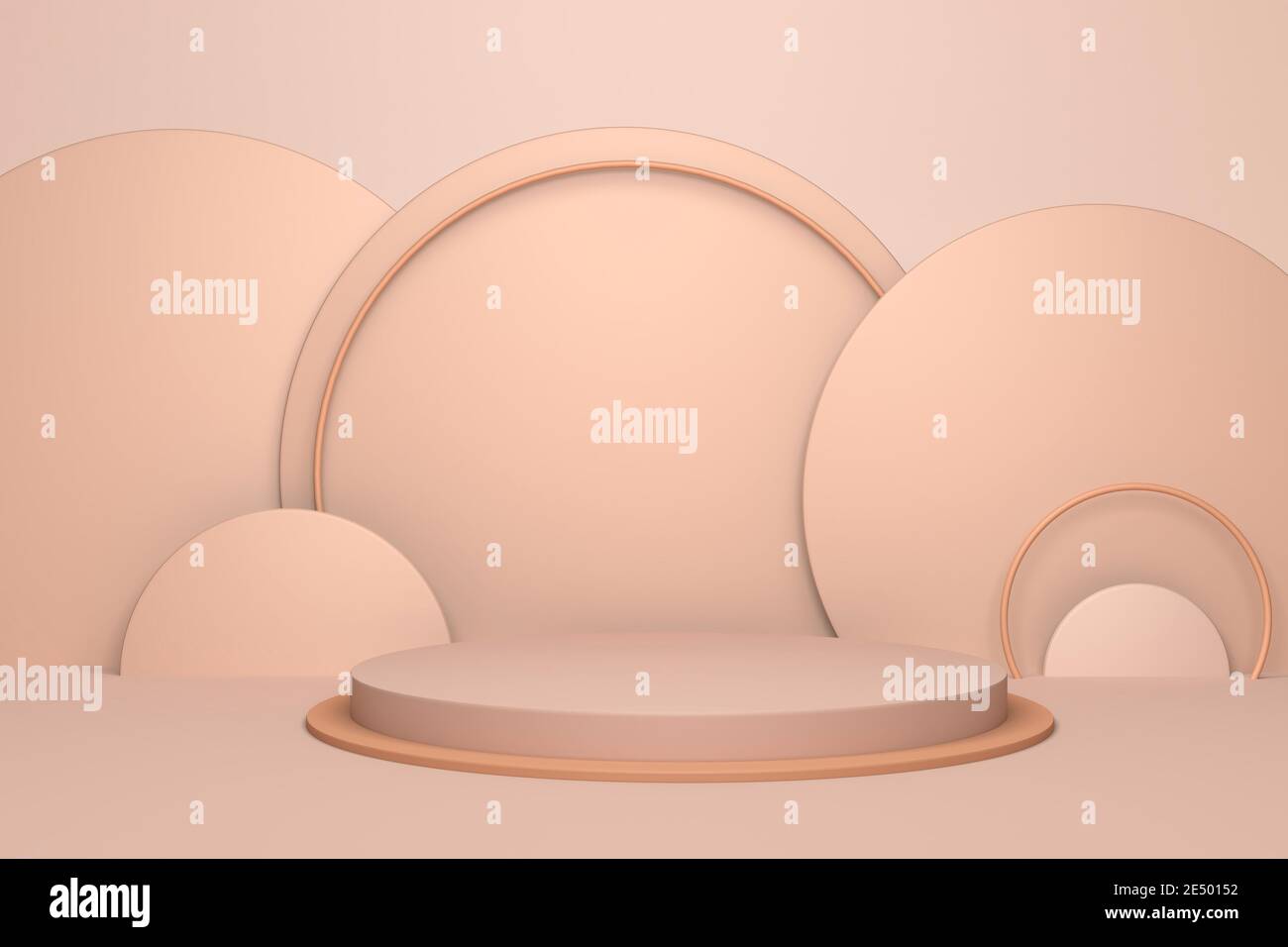 Beige astratto scena minima con podio. rappresentazione 3d della forma geometrica. Sfondo per il prodotto cosmetico Foto Stock