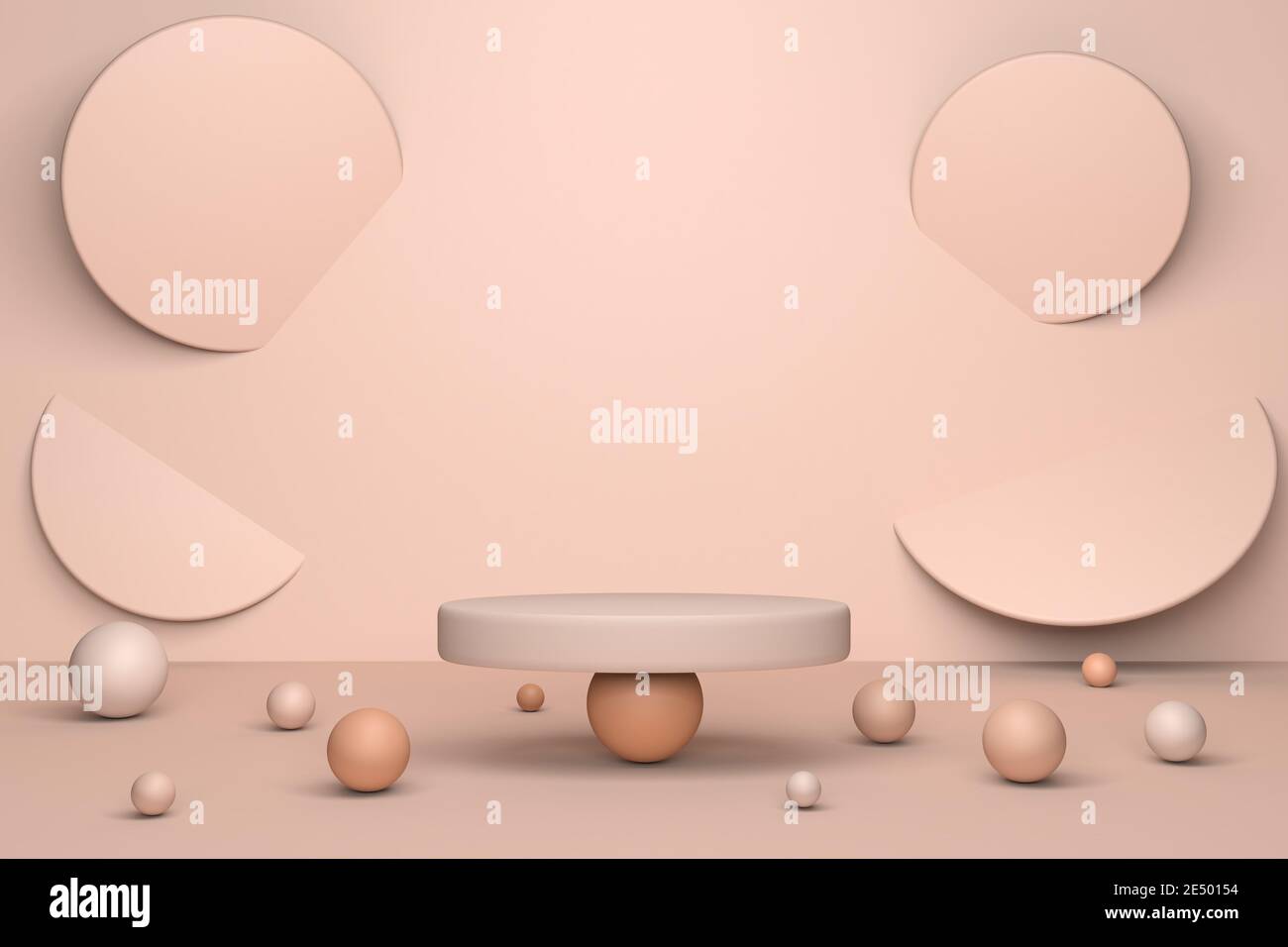 Beige astratto scena minima con podio. rappresentazione 3d della forma geometrica. Sfondo per il prodotto cosmetico Foto Stock
