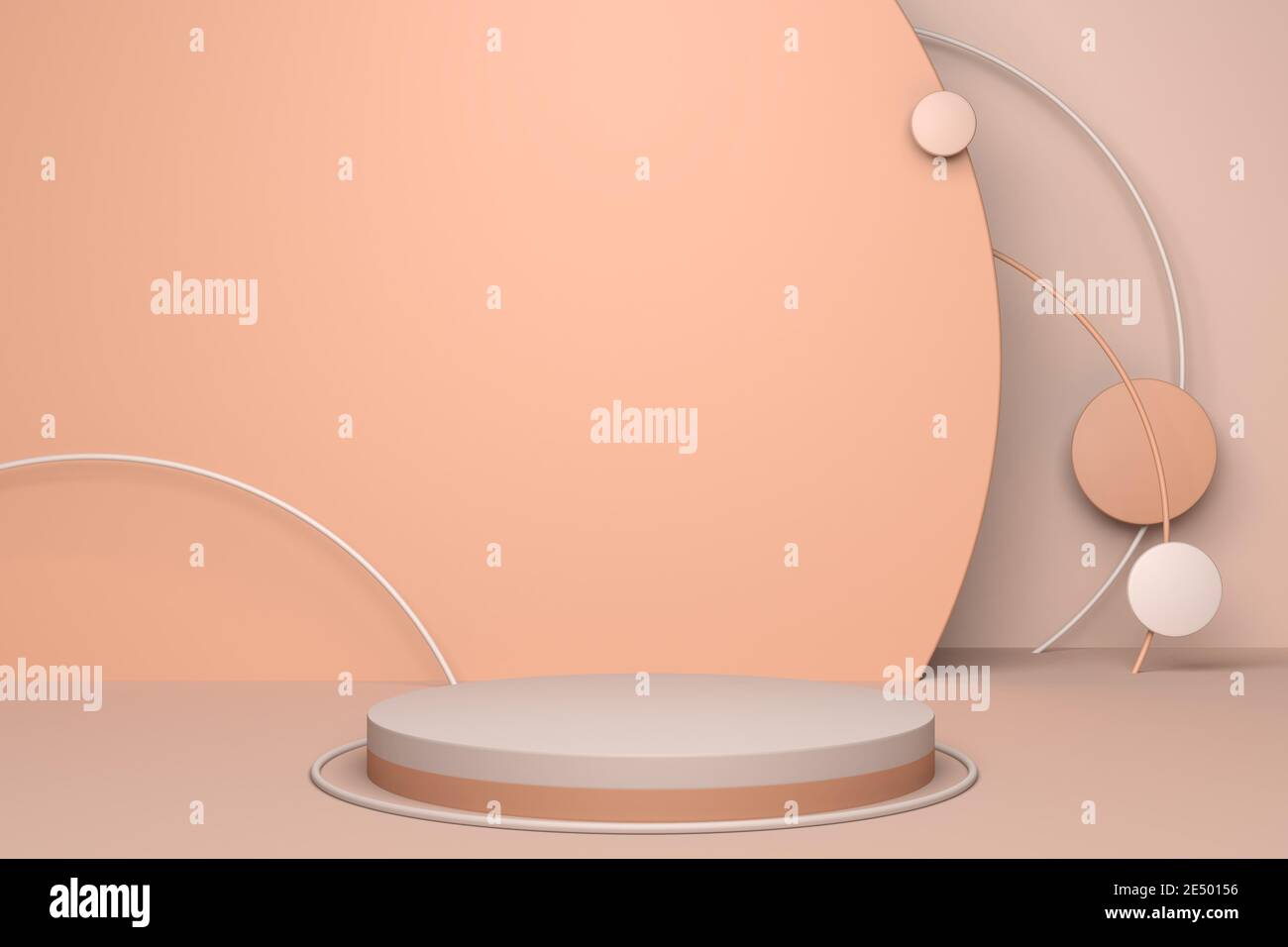 Beige astratto scena minima con podio. rappresentazione 3d della forma geometrica. Sfondo per il prodotto cosmetico Foto Stock