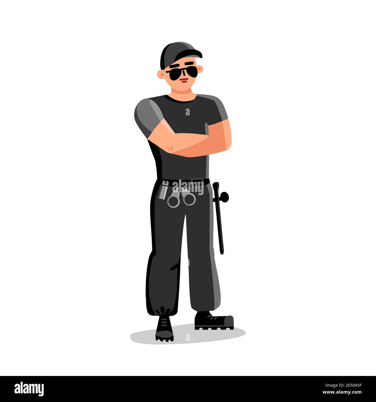Security Man, Safeguard Protective Agent Vector Illustration Illustrazione Vettoriale