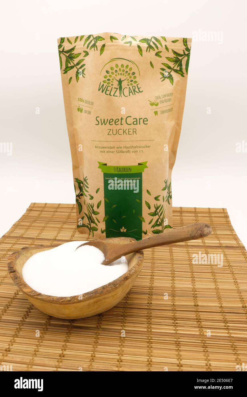 SweetCare zucchero cristallo, senza calorie zucchero di canna di ricambio Foto Stock