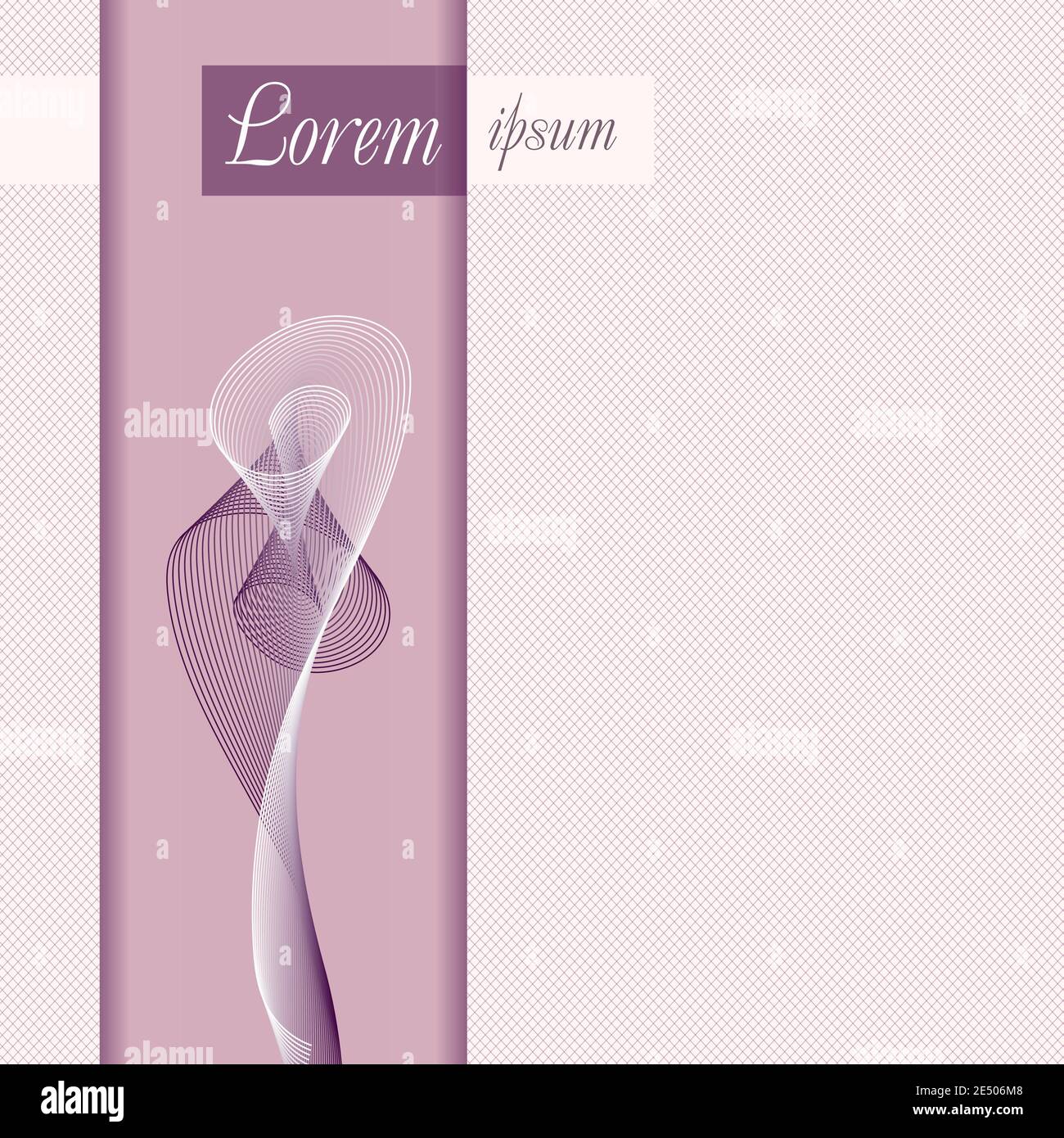 Modello di copertina del libro viola e rosa. Schema di linea della linea della curva. Elemento di design arricciato. Elegante sfondo vettoriale. Layout vintage per brochure, poster. EPS10 Illustrazione Vettoriale