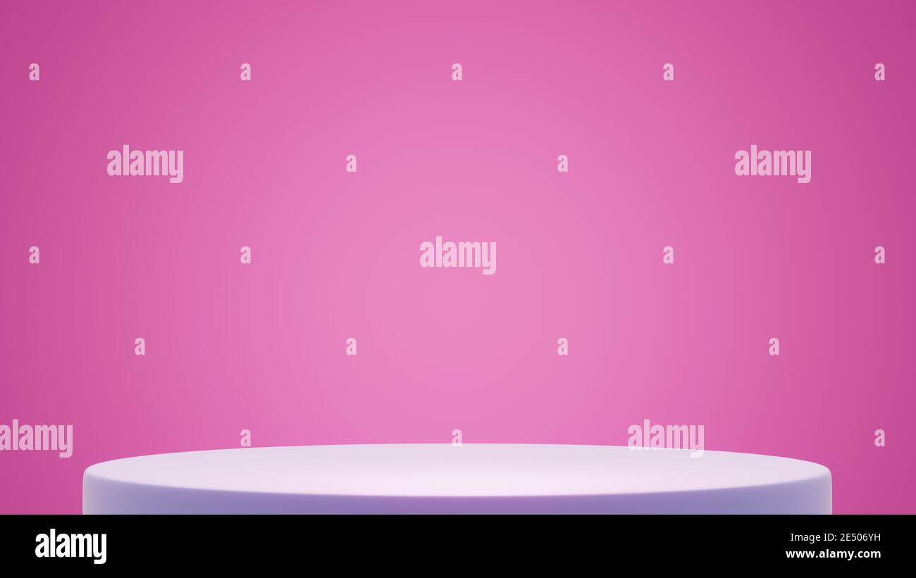 Piedistallo bianco su sfondo rosa. Sfondo vuoto con podio geometrico per il prodotto, rendering 3d Foto Stock