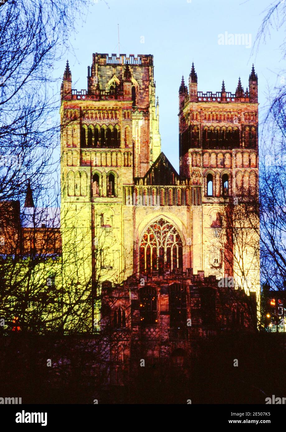 Durham Cathedral West Face, Durham, Inghilterra Foto Stock