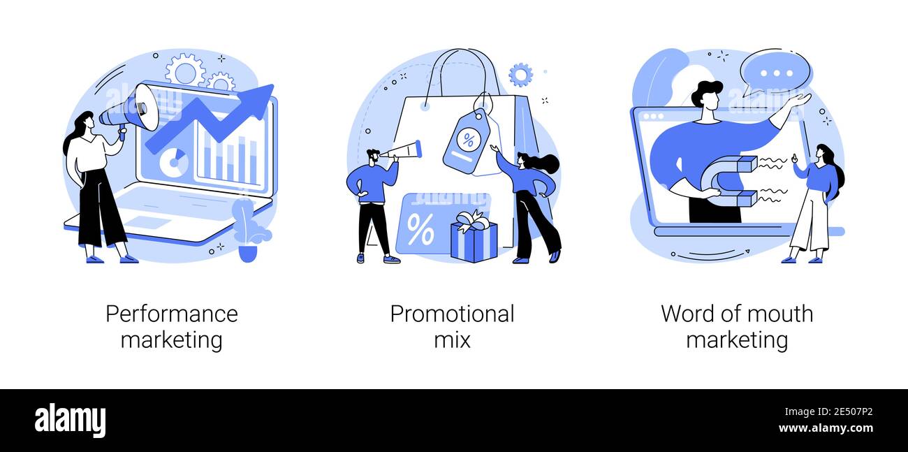 Strategia di promozione concetto astratto illustrazioni vettoriali. Illustrazione Vettoriale