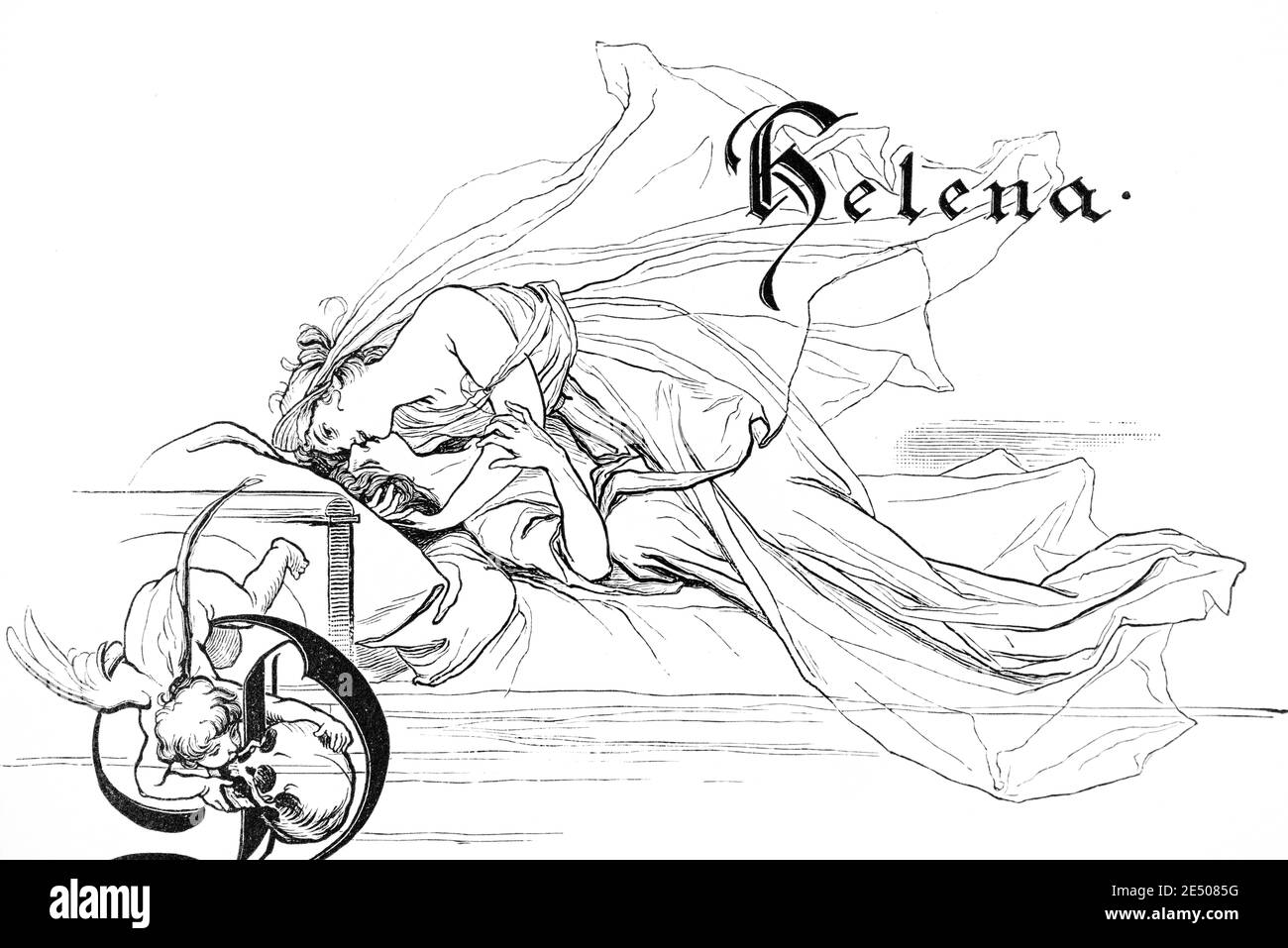 Illustrazione del poema di Heine´s Helena, scrittore e poeta tedesco Heinrich Heine, collezione di poemi Romancero, 1880 Foto Stock