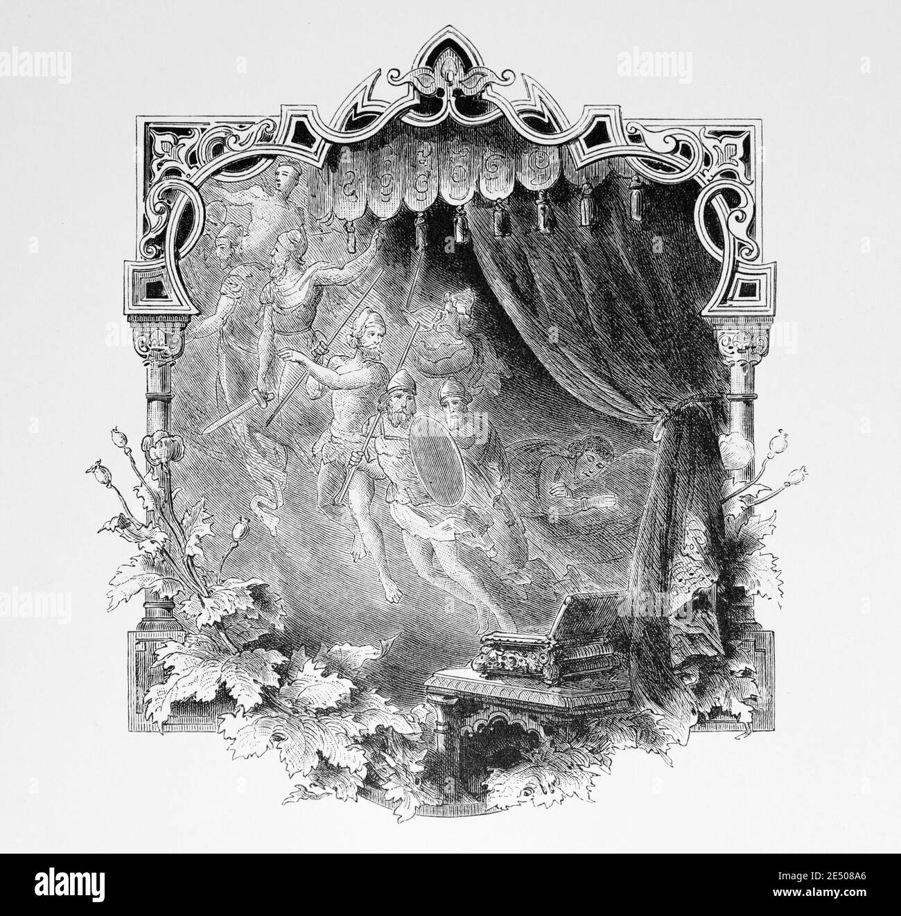 Illustrazione di Heine´s poema 'Jehuda ben Halevy', poeta ebraico del Medioevo, poeta tedesco Heinrich Heine, collezione di poemi Romancero, 1880 Foto Stock