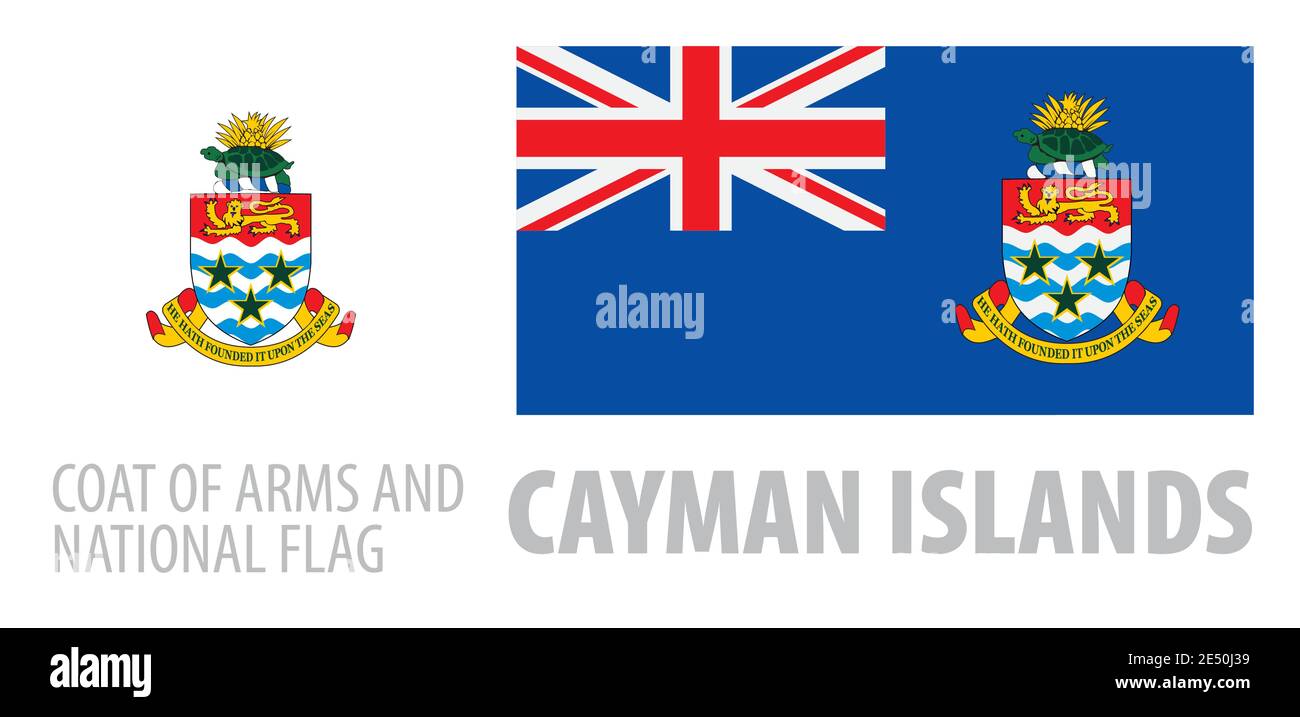 Insieme vettoriale dello stemma e della bandiera nazionale Delle Isole Cayman Illustrazione Vettoriale