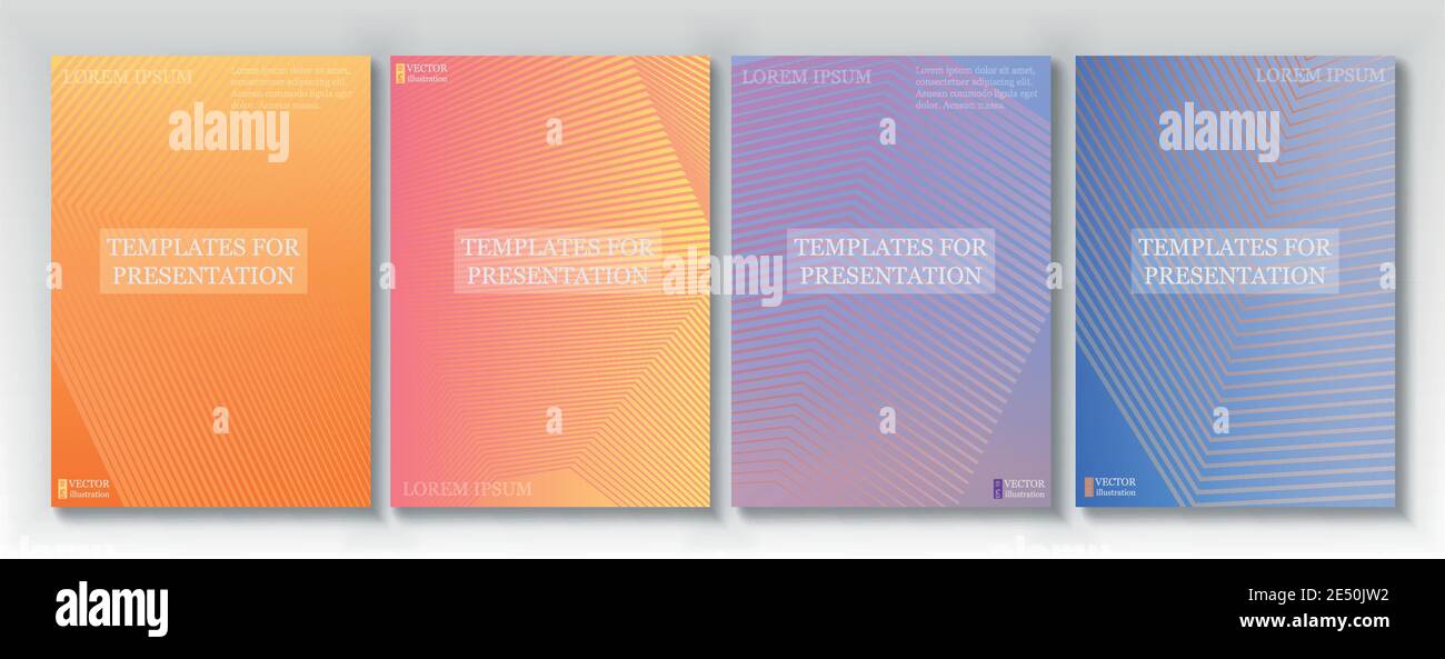 Design vettoriale delle coperture minimo. Gradienti di mezzitoni geometrici. Raccolta di layout della pagina del titolo. Copertine del libro di texture delle linee di mezzitoni. Poster rettangolare Illustrazione Vettoriale