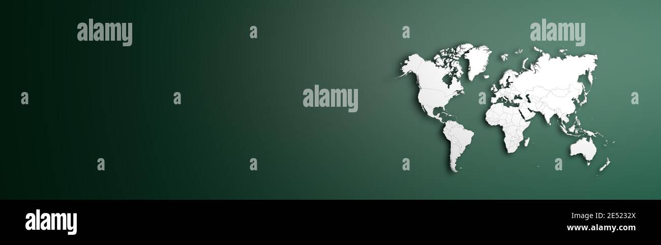 Mappa di White World su banner di sfondo verde Foto Stock