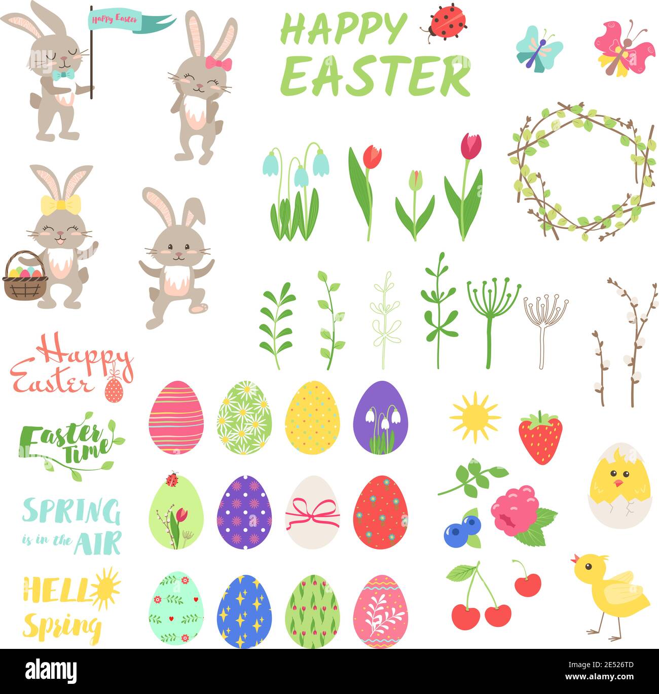 Insieme di elementi di design di Pasqua Illustrazione Vettoriale