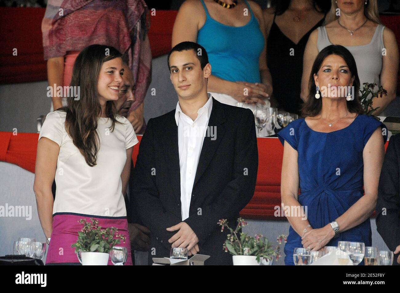 Charlotte Casiraghi, il suo fidanzato Alex Dellal e la principessa Caroline di Monaco, frequentano il salto internazionale di Monte-Carlo, a Port Hercule, Monaco, il 28 giugno 2008. Phot di Thierry Orban/ABACAPRESS.COM Foto Stock