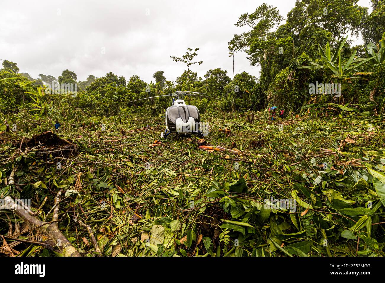 Elicottero nella giungla di Bougainville Foto Stock