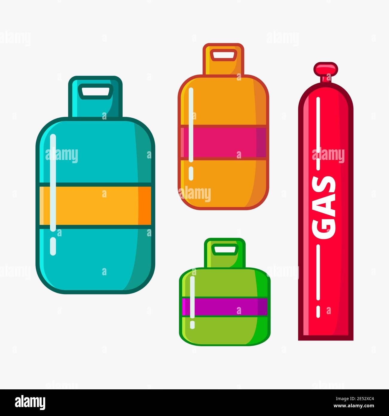 illustrazione vettoriale del set di bombole di gas in stile piatto Illustrazione Vettoriale