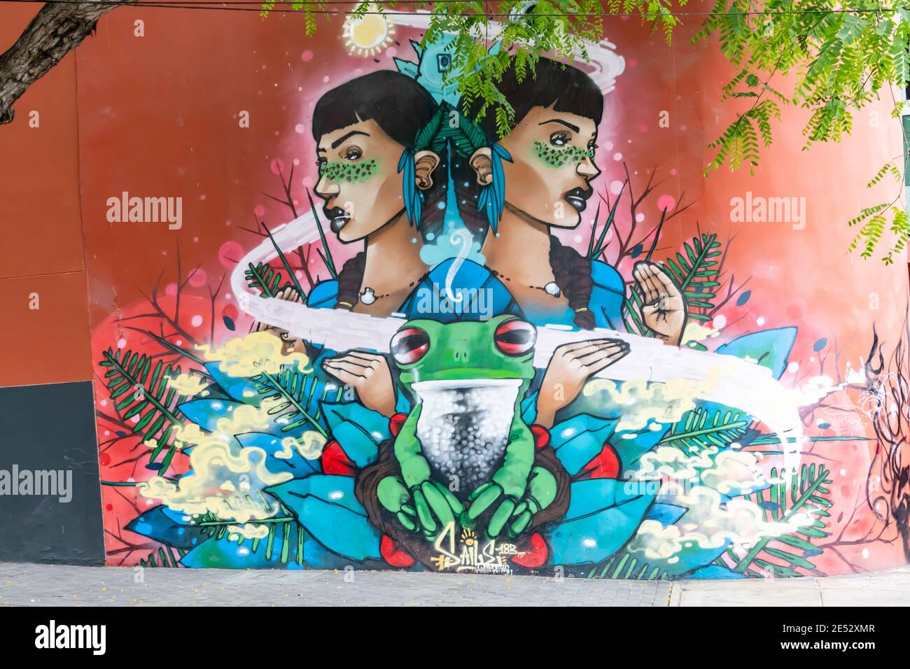 Arte, artigiani, musicisti, designer e murales sono prevalenti nel quartiere bohemien di Barranco a Lima, Perù Foto Stock