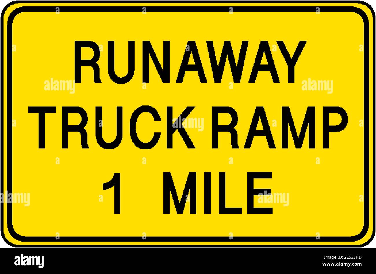 Segnale di avvertenza 1 miglio per rampa di camion non in funzione isolato su bianco illustrazione di sfondo Illustrazione Vettoriale