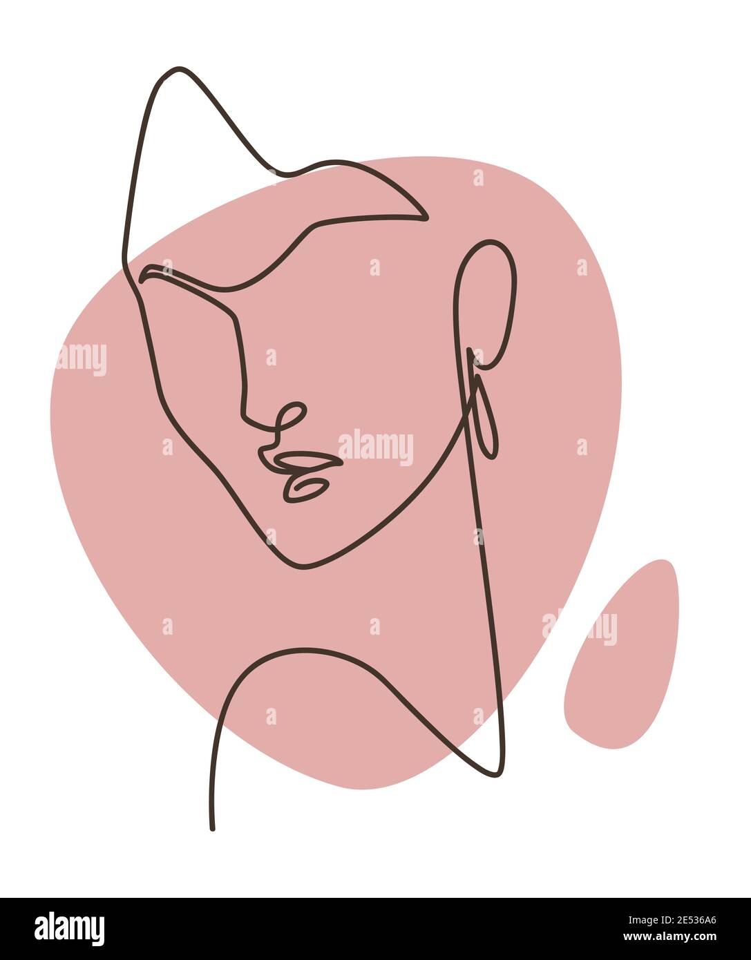 Donna minimalista ritratto linea continua immagine Illustrazione Vettoriale