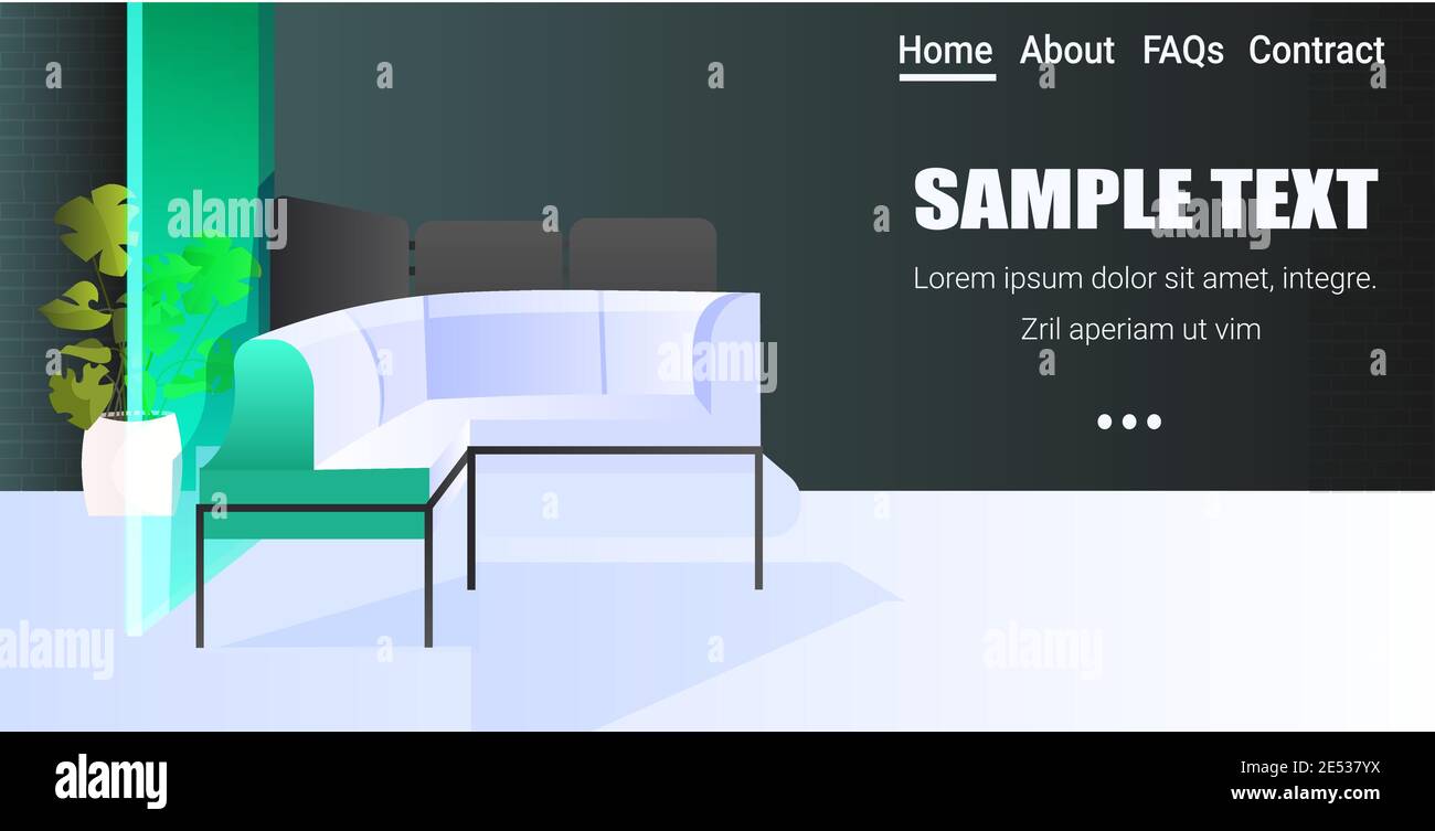interni moderni con mobiletto creativo centro di coworking senza spazio aperto per le persone sala ufficio con mobili orizzontale illustrazione vettoriale Illustrazione Vettoriale