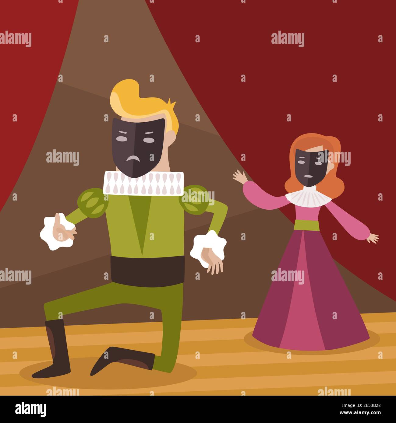 Teatro della scena con la donna e l uomo illustrazione vettoriale Illustrazione Vettoriale
