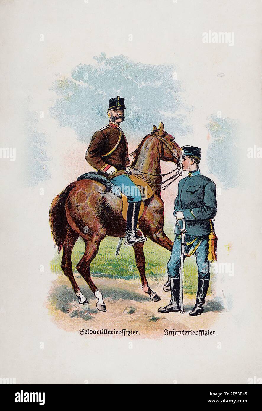 Armee austro-ungarico (forze armate imperiali e reali). Ufficiale di artiglieria di campo. Ufficiale di fanteria. Impero austro-ungarico (monarchia duale). 1910 s. Foto Stock
