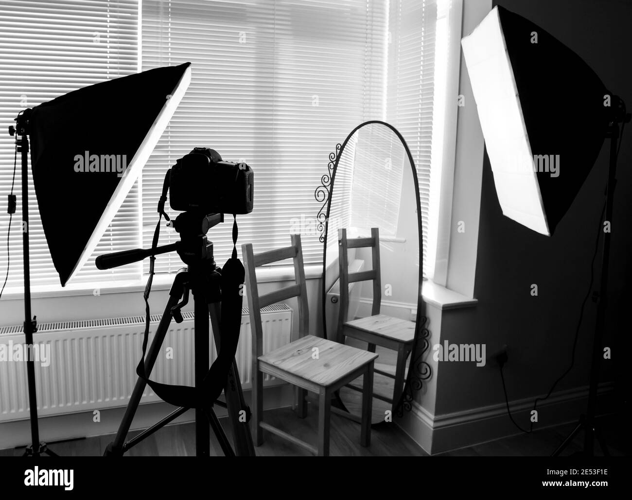 Studio di casa del fotografo in bianco e nero Foto Stock