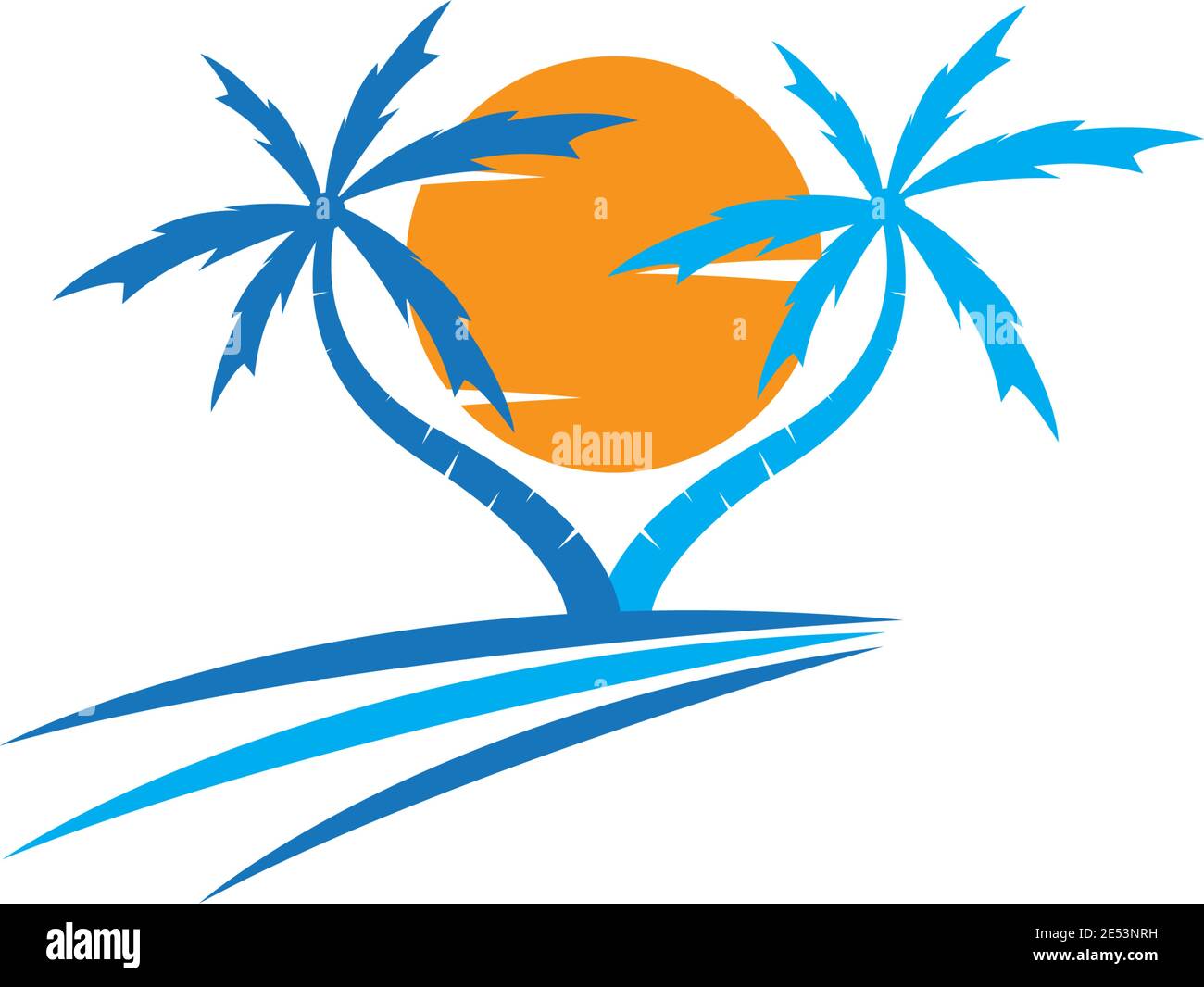 Vettore di illustrazione del modello di logo Palm Tree Illustrazione Vettoriale