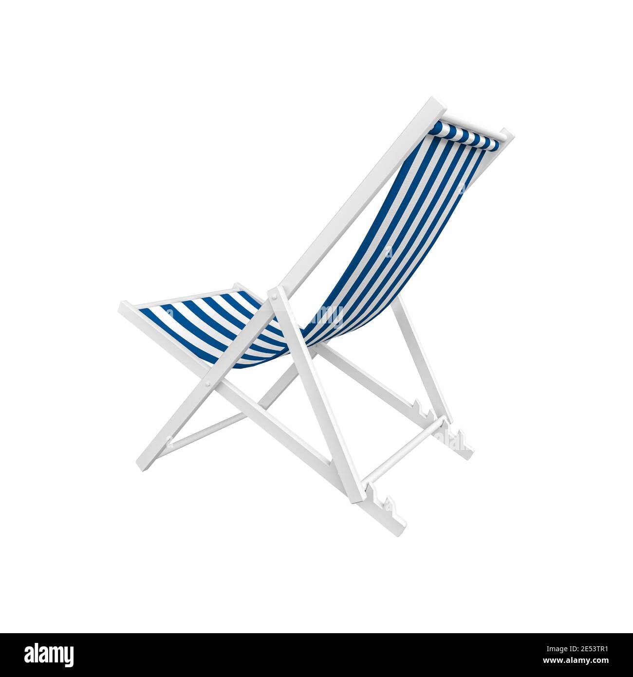 Sedia da spiaggia isolata su sfondo bianco con TRACCIATO DI RITAGLIO, rendering 3d Foto Stock