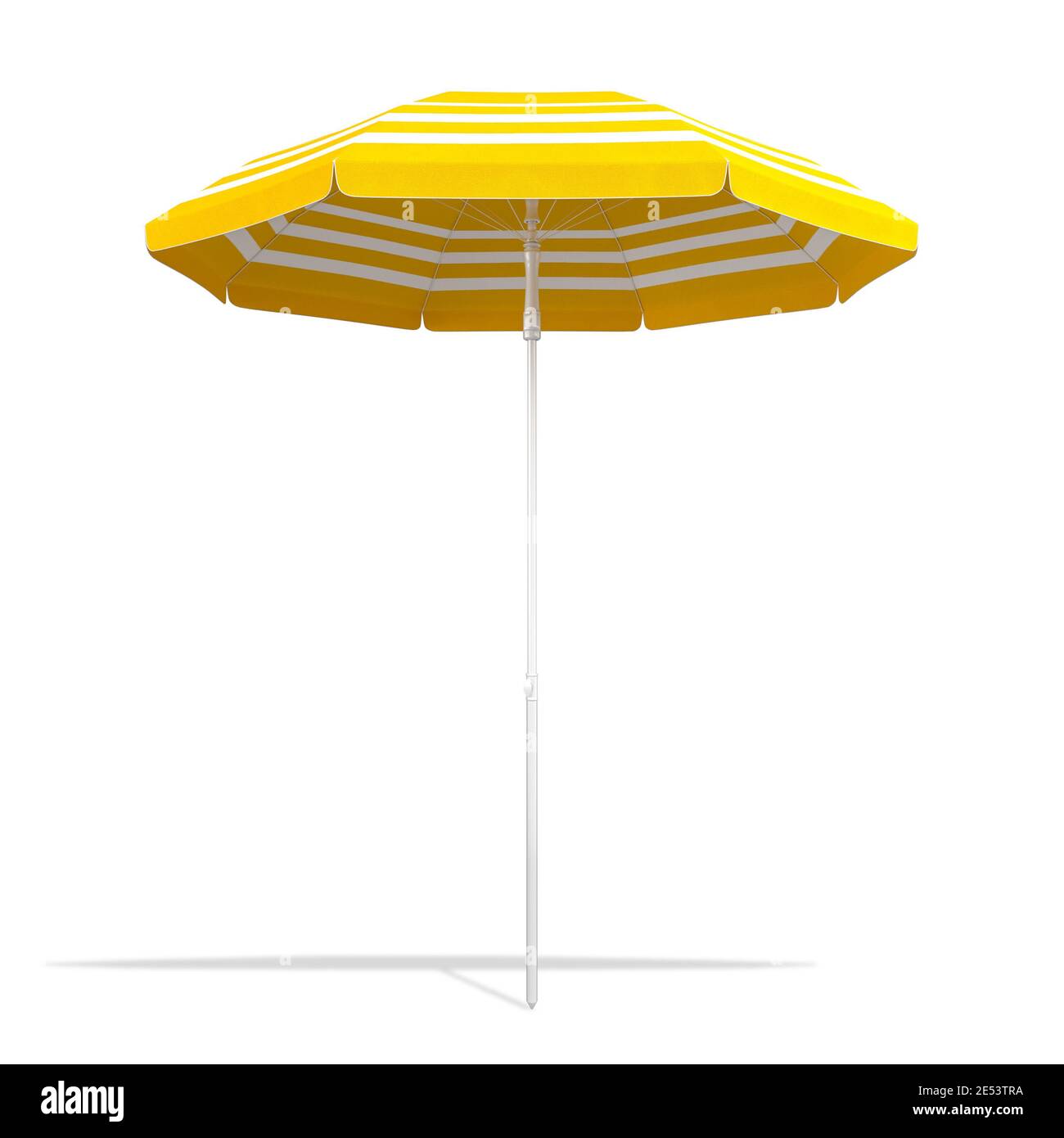 Ombrello giallo spiaggia ombrellone isolato su sfondo bianco con TRACCIATO DI RITAGLIO, rendering 3d Foto Stock