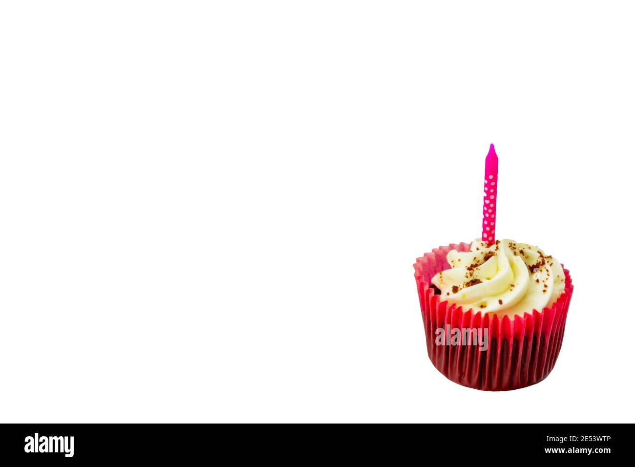 Una singola cupcake e lettura di candela per essere illuminato e. poi mangiato Foto Stock