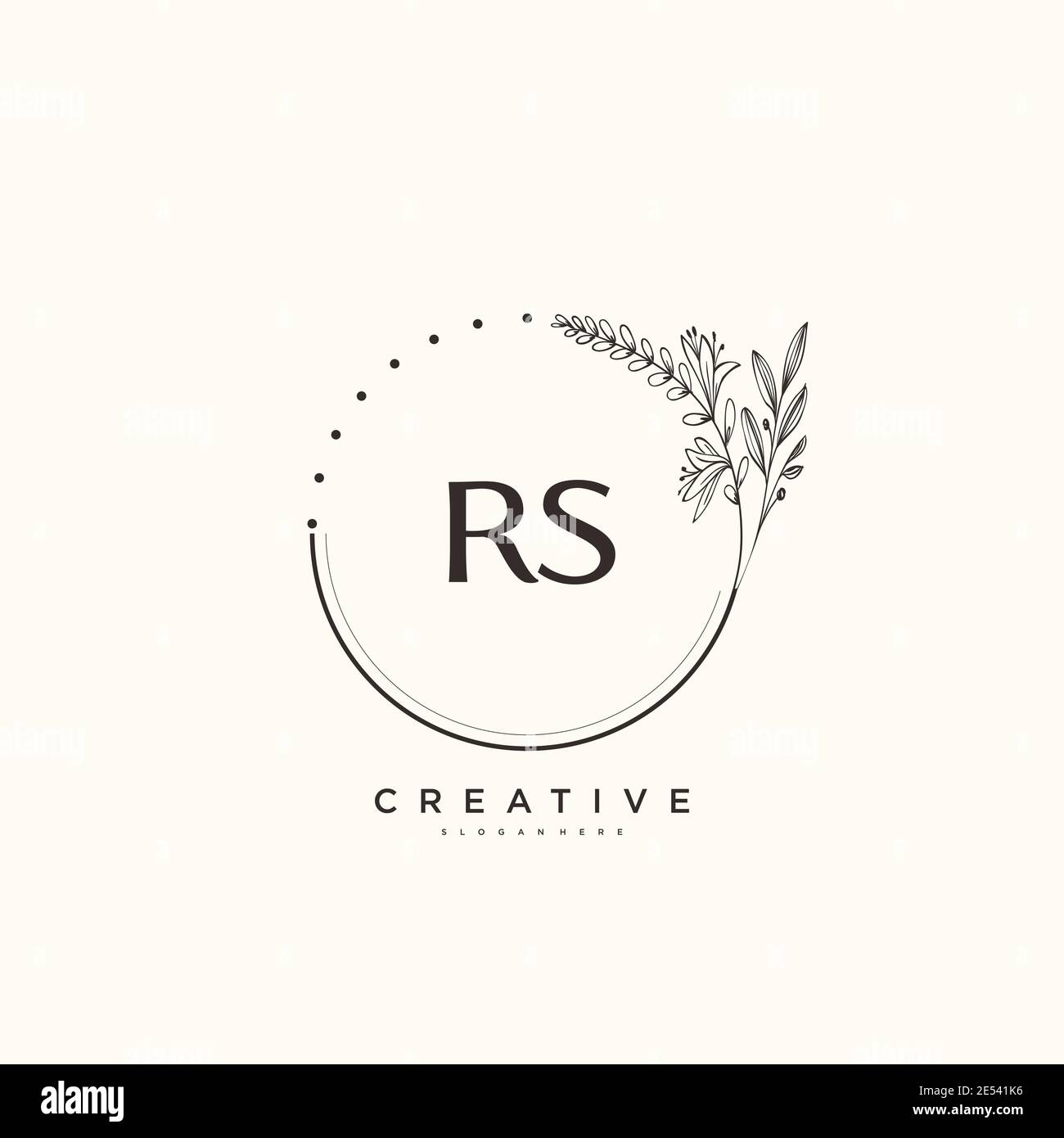 RS Beauty Vector primo logo art, scrittura a mano logo di firma iniziale, matrimonio, moda, gioielli, boutique, floreale e botanico con temp creativa Illustrazione Vettoriale