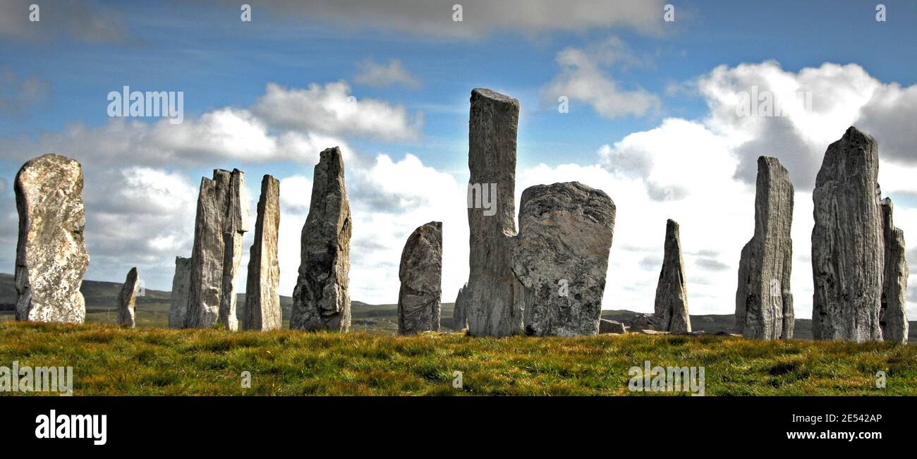 Calanais pietre in piedi panorama Foto Stock