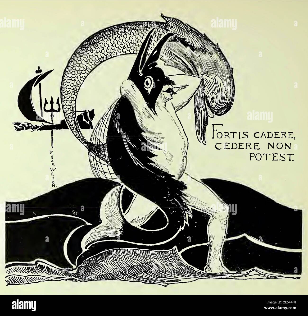 Man and Dolphins intrecciati nell'opera d'arte di Edgar Wilson intitolata Fortis Cadere, non Potest or the Brave CAN Fall but Never Yield. Foto Stock Man and Dolphins intrecciati nell'opera d'arte di Edgar Wilson intitolata Fortis Cadere, non Potest or the Brave CAN Fall but Never Yield. Foto Stock