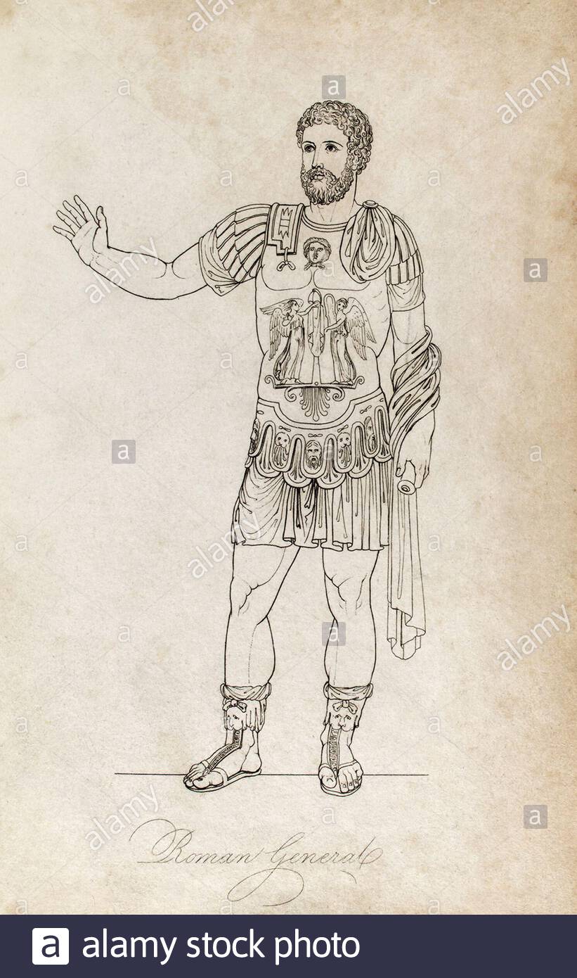 Roma antica, generale romano, illustrazione d'epoca del 1814 Foto Stock