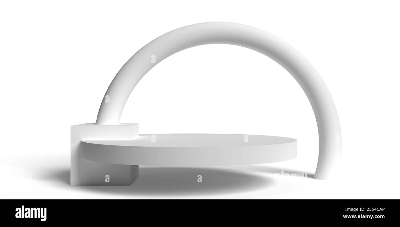 Scenografia 3D dello Studio geometrico con rendering in formato Stage Podium. Piedistallo Showroom vuoto in composizione minimalista. Visualizzazione di Graphic Design o Foto Stock