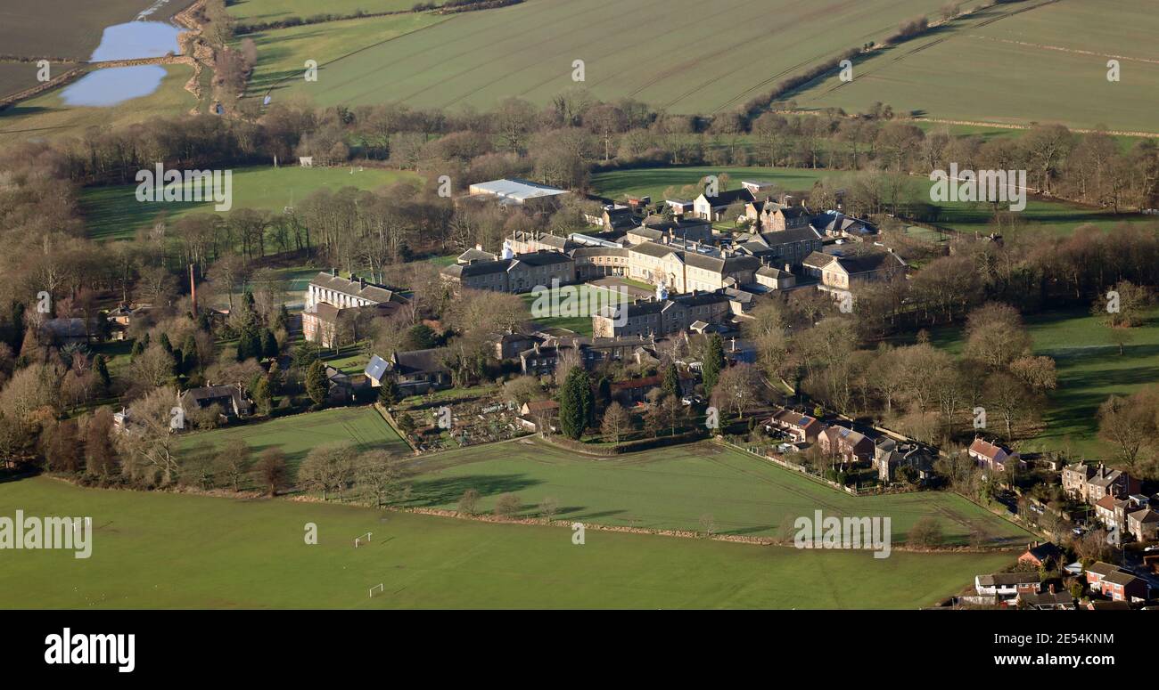 Veduta aerea della scuola di Ackworth, una scuola indipendente vicino a Pontefract, West Yorkshire Foto Stock