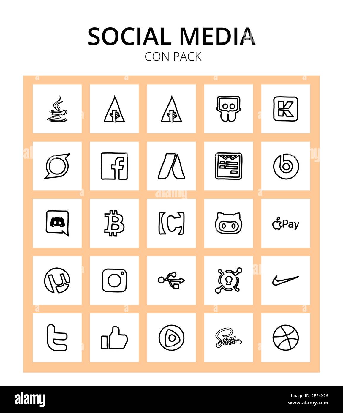 25 Social Media instagram, pay, beatspill, Apple, github Editable Vector Design Elements Illustrazione Vettoriale