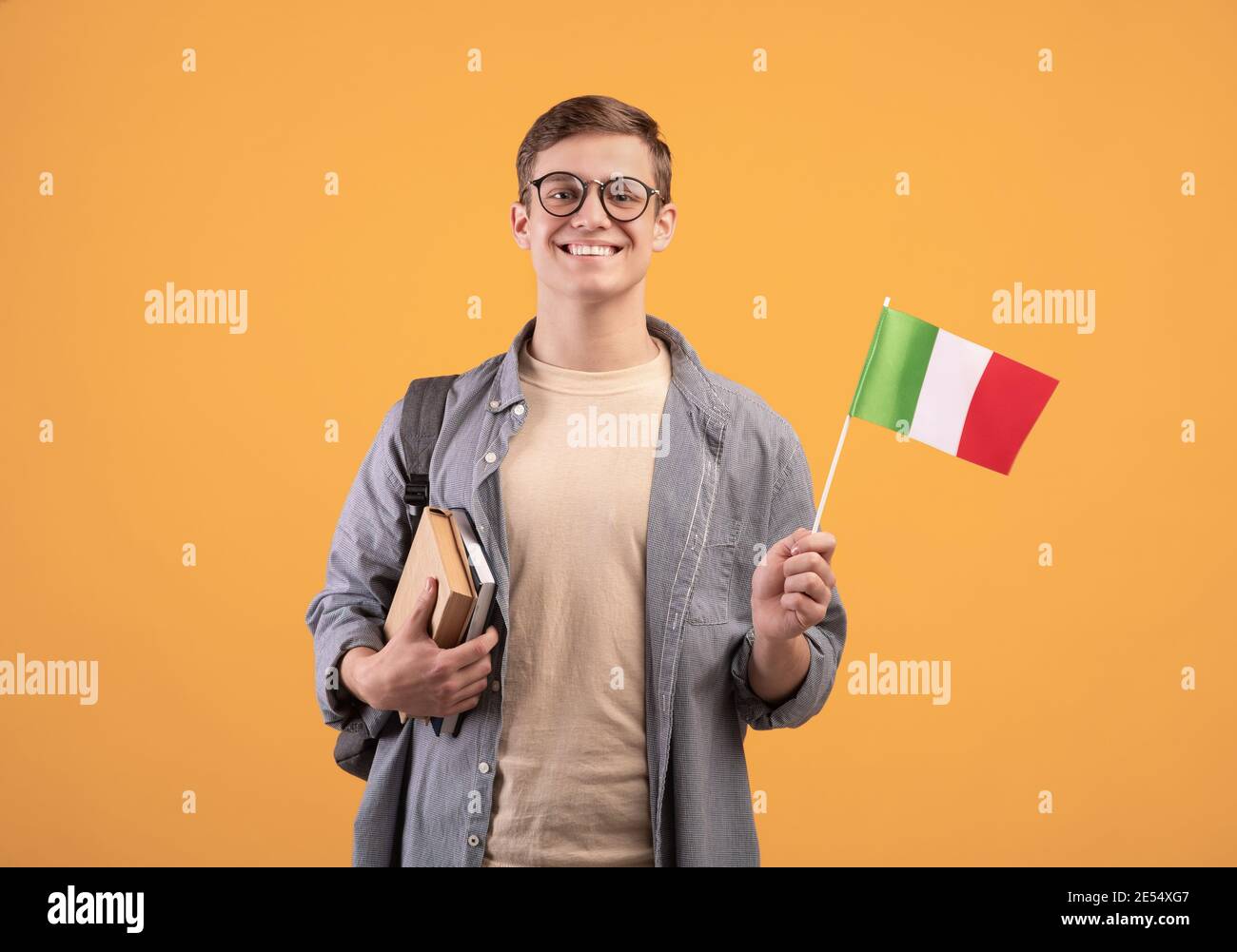 Amore di paese, istruzione e viaggi, scambio di studenti e nuovi studenti Foto Stock