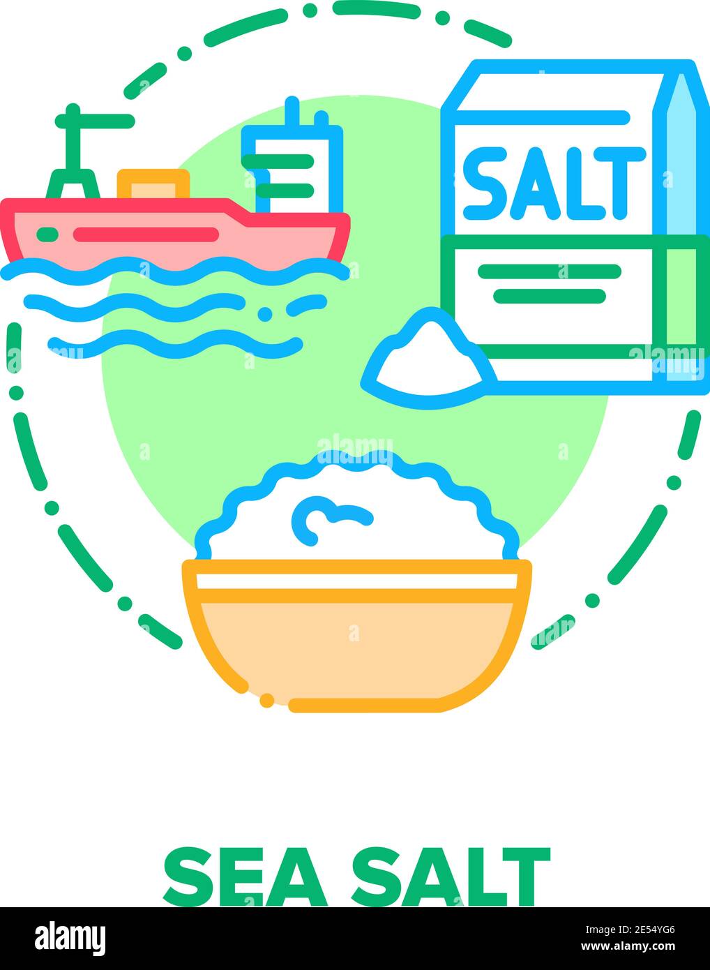 Illustrazione del colore di concetto di Sea Salt Spice Vector Illustrazione Vettoriale