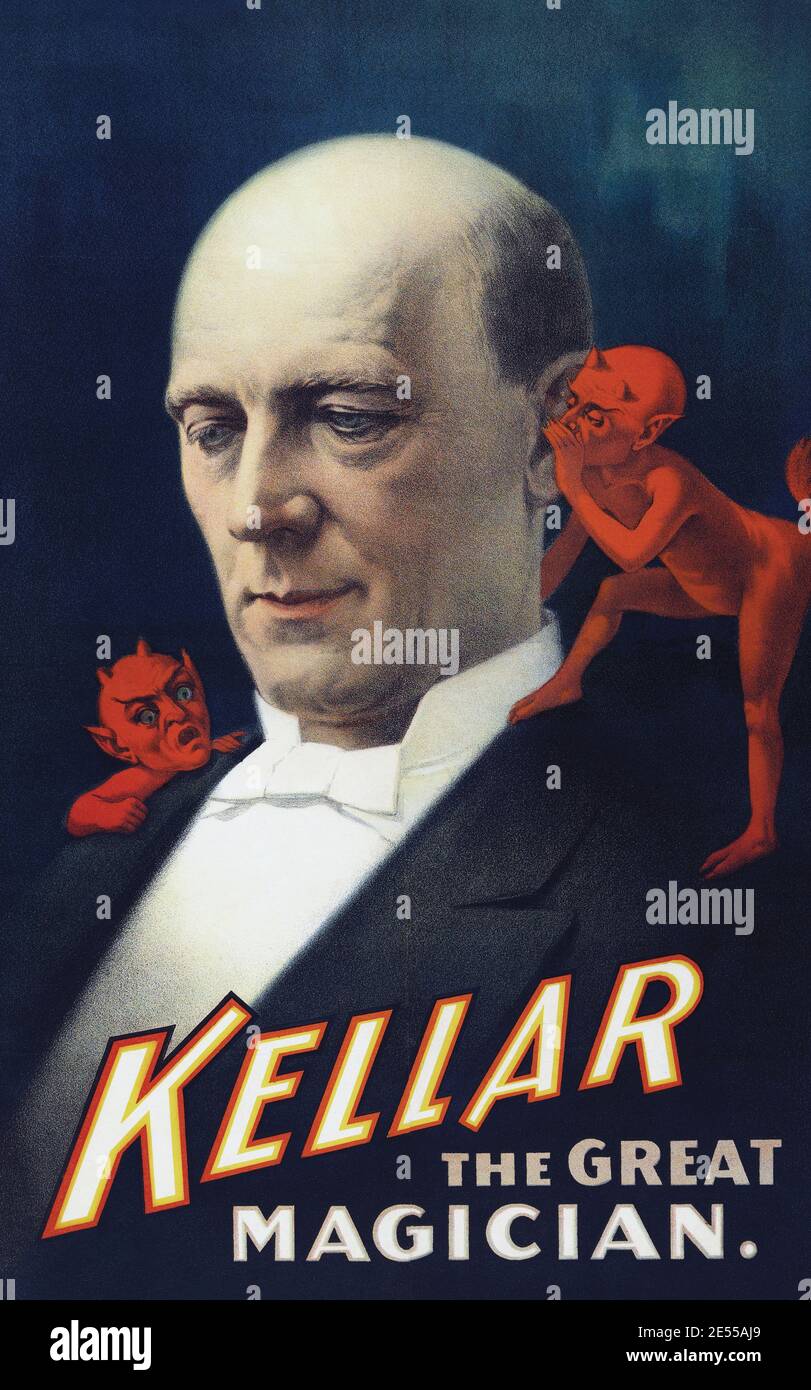 Poster da 1894 pubblicità mago americano Harry Kellar, 1849 - 1922. Foto Stock