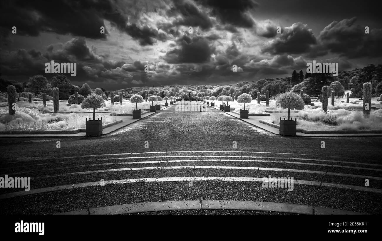 Vista sui giardini di Trentham. Foto Stock