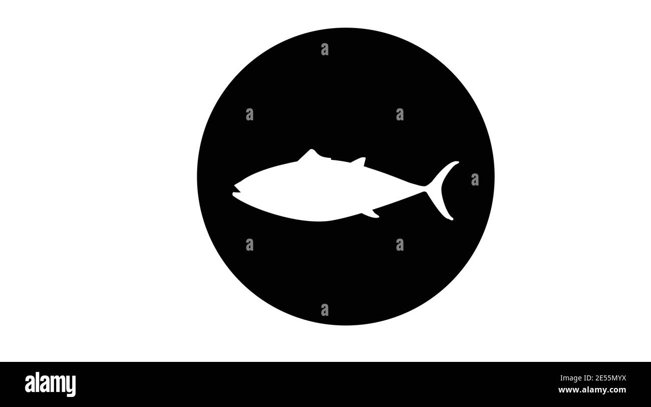 Vettore isolato Illustrazione di un pesce. Illustrazione o icona dei pesci in bianco e nero Illustrazione Vettoriale