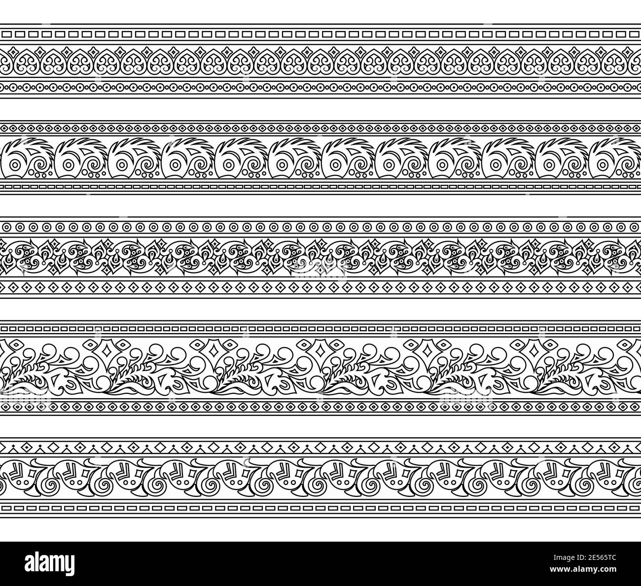 Astratto etnico natura senza giunture linea art strisce set Illustrazione Vettoriale