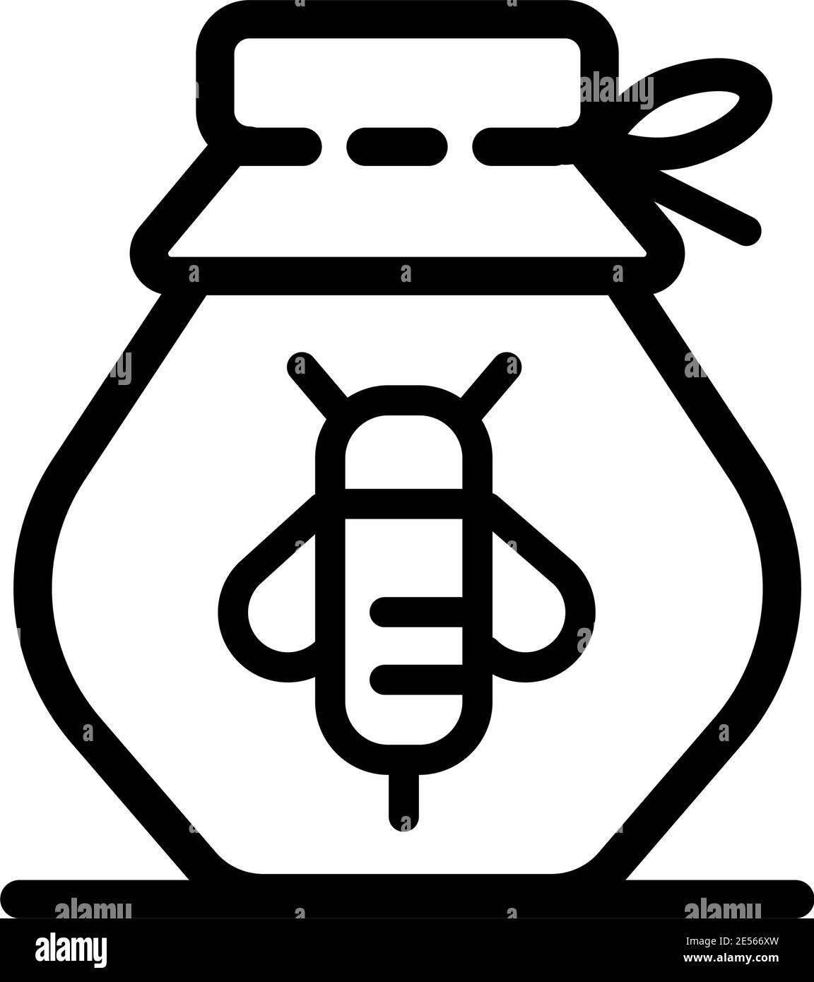 Icona del contorno della bottiglia di miele, illustrazione della linea vettoriale per il negozio e simbolo della fabbricazione del miele . Dolci e caramelle tradizionali. Illustrazione Vettoriale