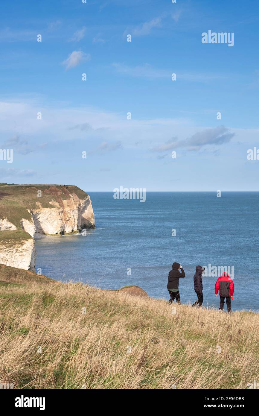 Le scogliere di gesso a Flamborough Head sulla costa dello Yorkshire. Foto Stock