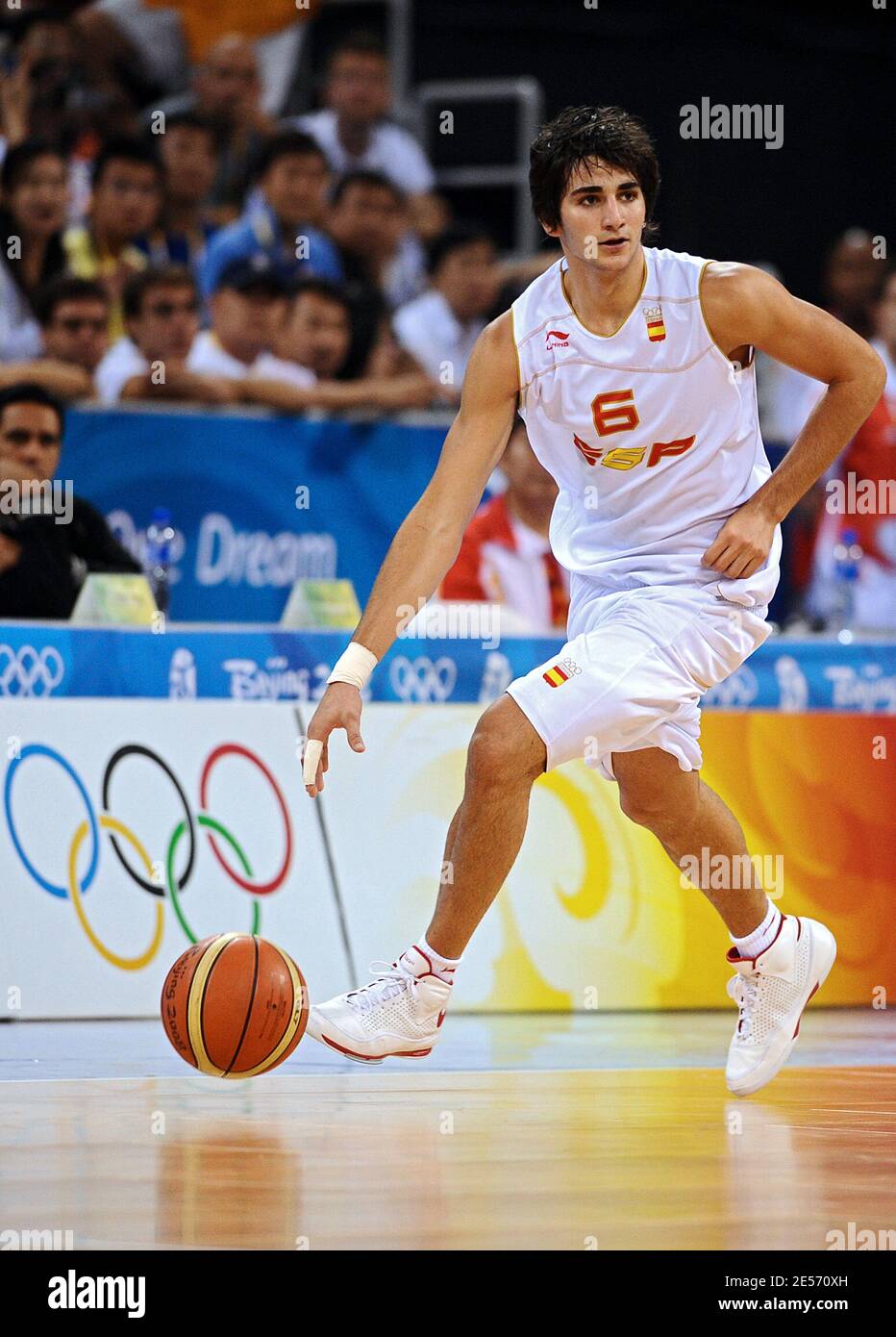 Ricky Rubio in Spagna durante la finale di basket maschile, USA contro  Spagna alle Olimpiadi di Pechino 2008 a Pechino, in Cina, il 24 agosto  2008. Gli Stati Uniti hanno vinto il