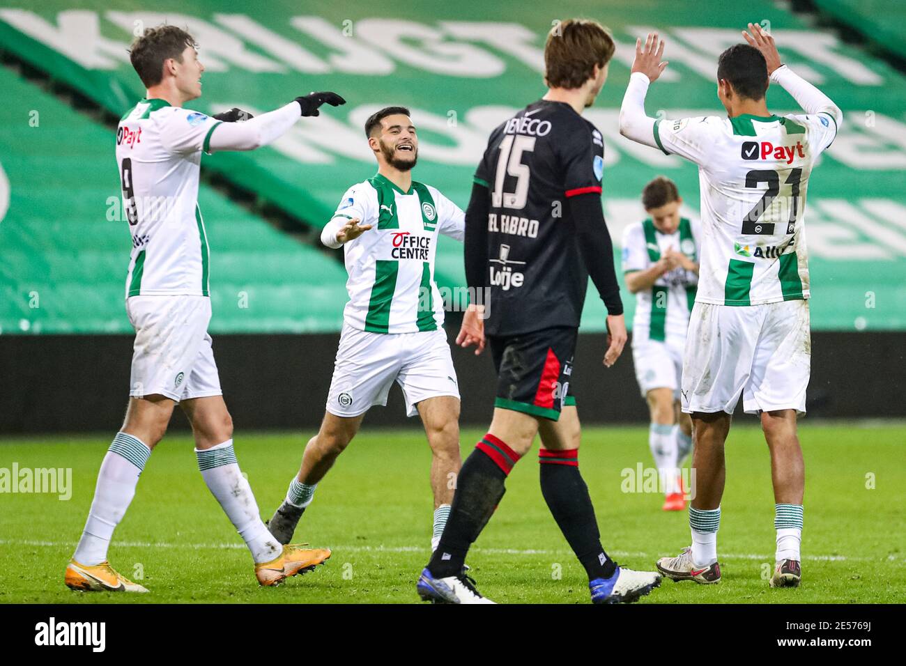 GRONINGEN, PAESI BASSI - GENNAIO 26: Alessio da Cruz del FC Groningen che celebra un gol (3:0) durante la partita olandese Eredivisie tra il FC Groningen A. Foto Stock