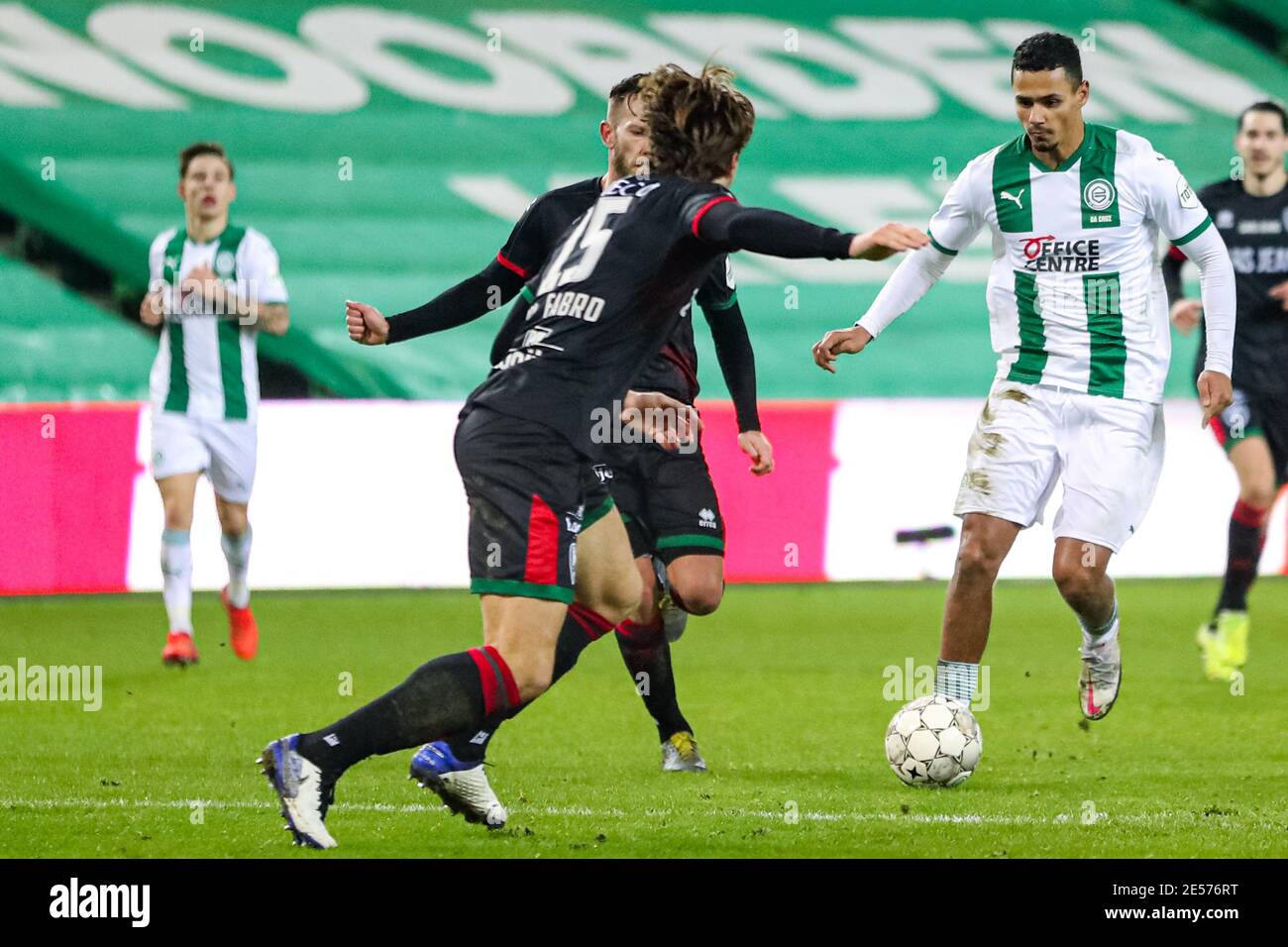 GRONINGEN, PAESI BASSI - GENNAIO 26: Alessio da Cruz del FC Groningen che segna un gol (3:0) durante la partita olandese Eredivisie tra il FC Groningen e LA A. Foto Stock