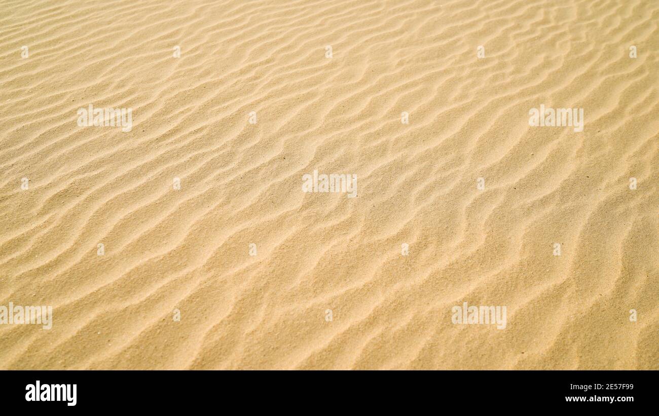 le ondate di sabbia nel deserto, lo sfondo della sabbia, il concetto di viaggio e vacanza, il cambiamento climatico Foto Stock
