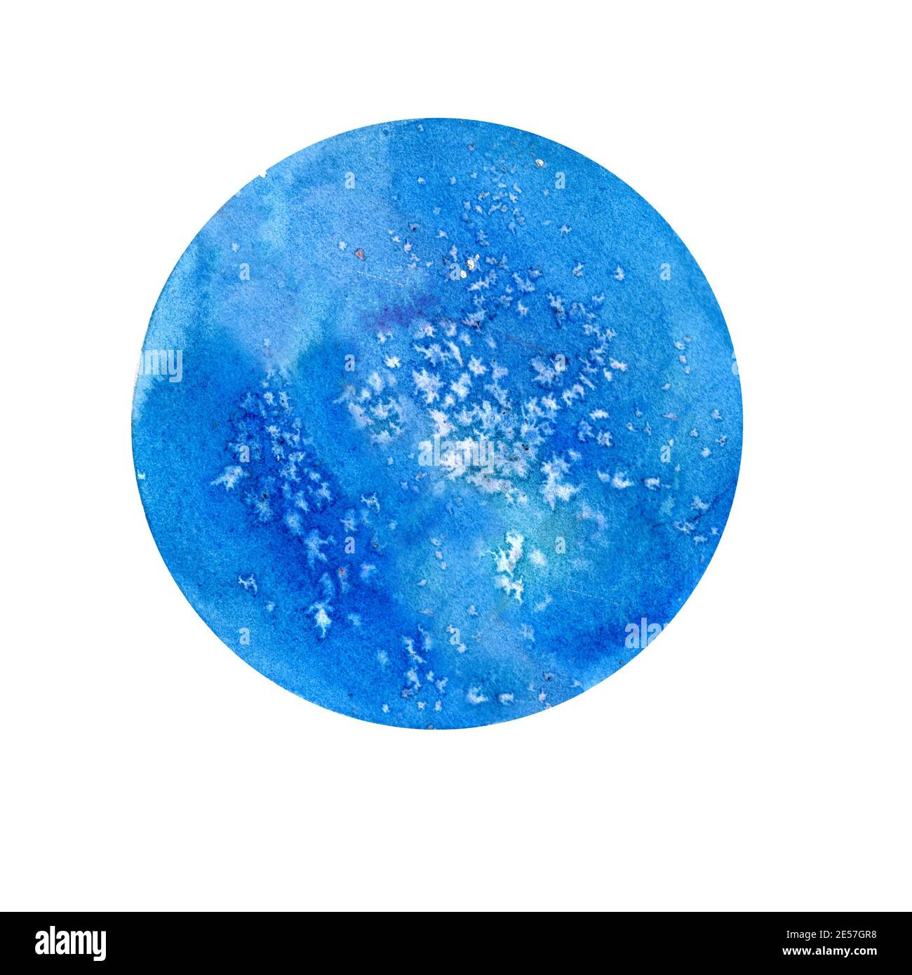 Acquerello disegnato a mano pianeta Urano su sfondo bianco. Illustrazione astrologica isolata. Design per tessuti, copertine, imballaggi, decorazioni, carta da parati. Foto Stock