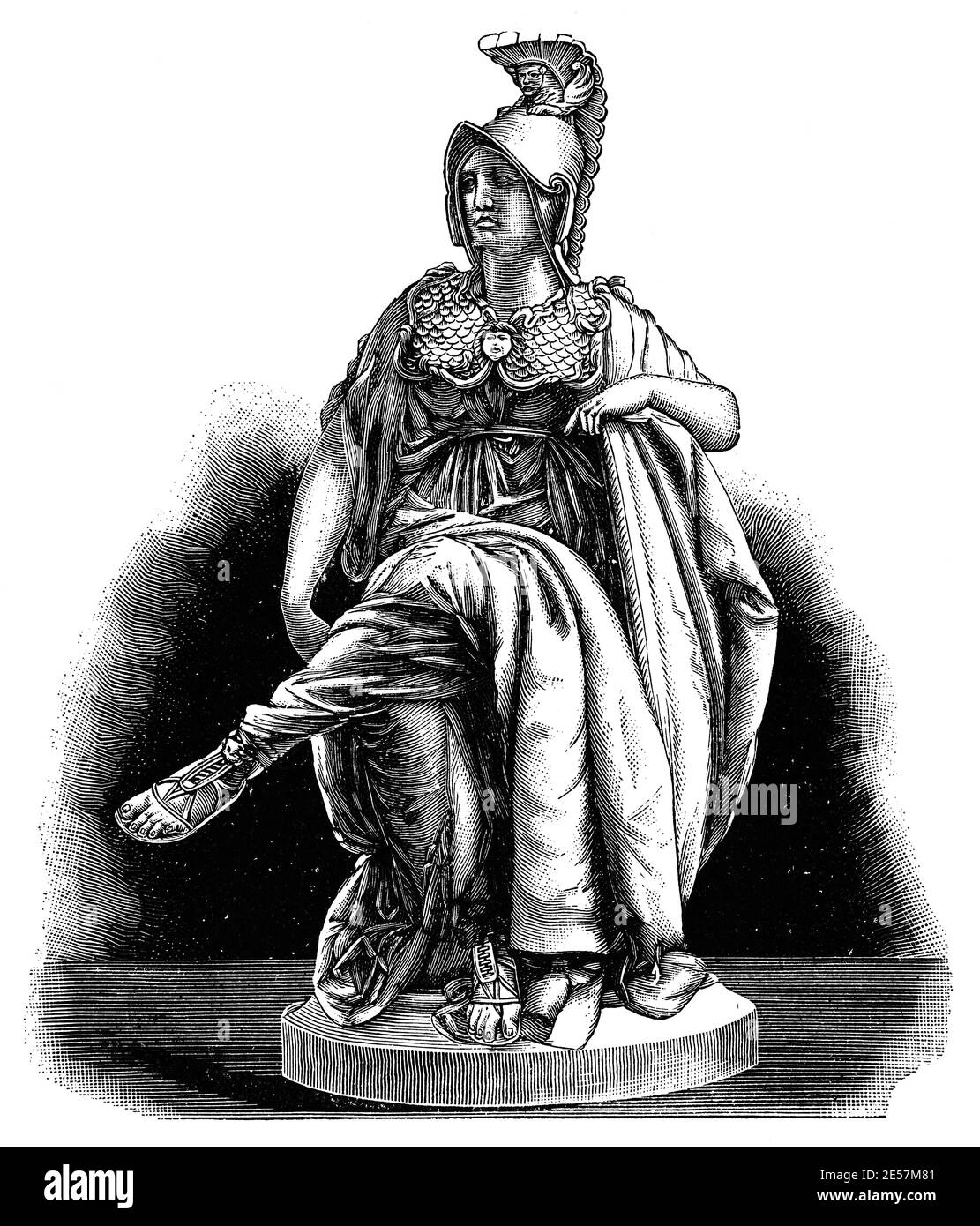 La dea romana della saggezza - Minerva di uno scultore francese Albert-Ernest Carrier-Belleuse. Illustrazione del 19 ° secolo. Germania. Sfondo bianco. Foto Stock